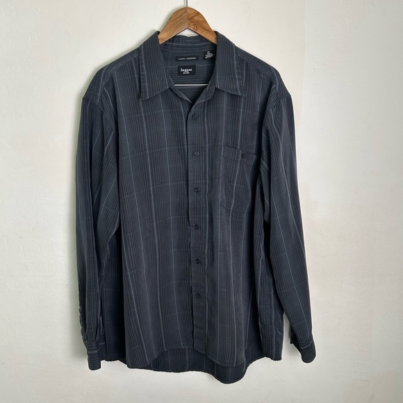 Haggar Charcoal Striped Microfiber Shirt - Picture 1 of 6